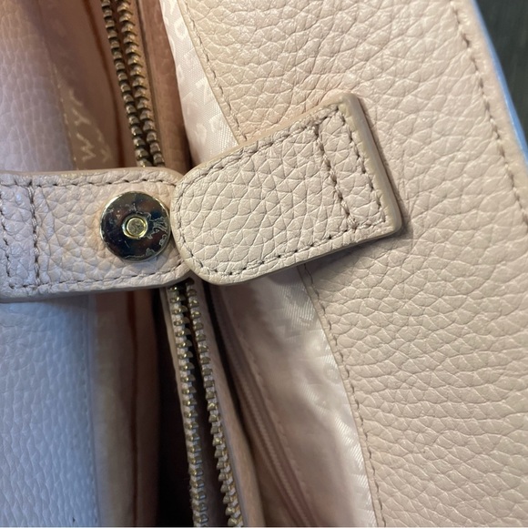 Kate Spade Pink Pebbled Leather Tote Bag Black Bow Accent Shoulder Purse - Picture 3 of 10